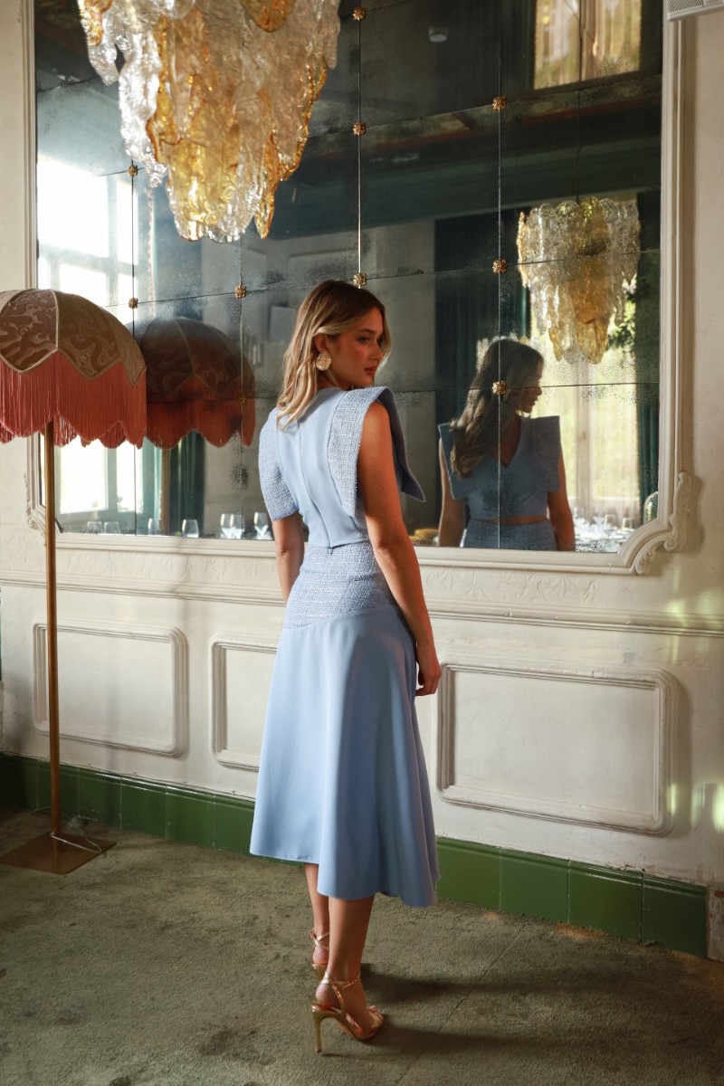 Conjunto Tesa celeste chanel combinado