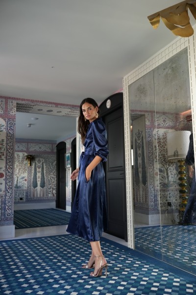 Vestido Bruma raso camisero abotonado