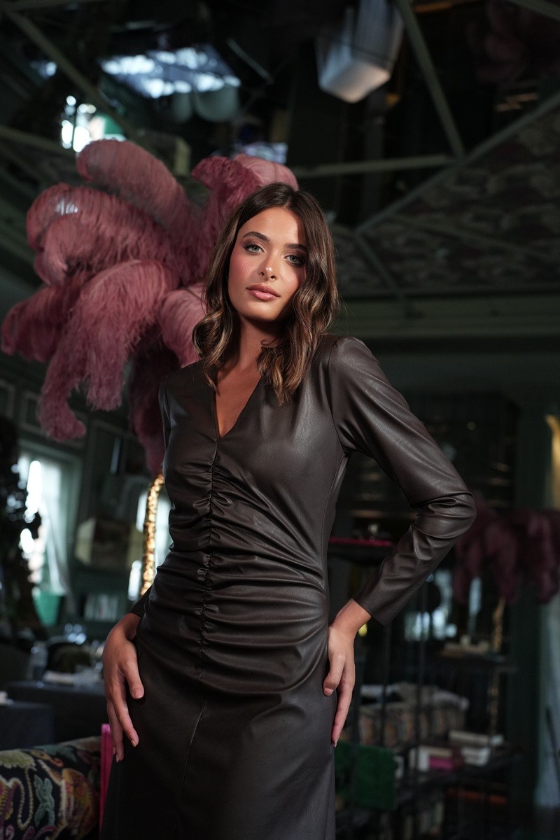 Vestido Denia efecto piel drapeado