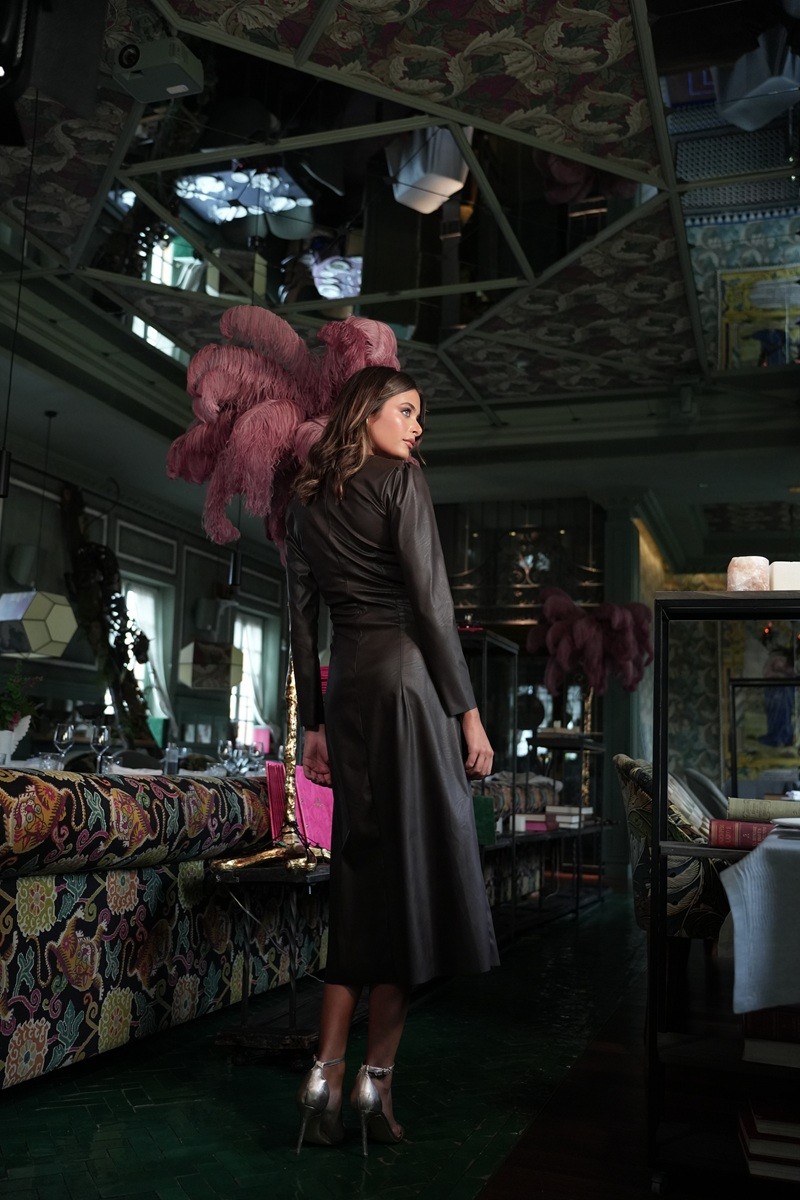 Vestido Denia efecto piel drapeado