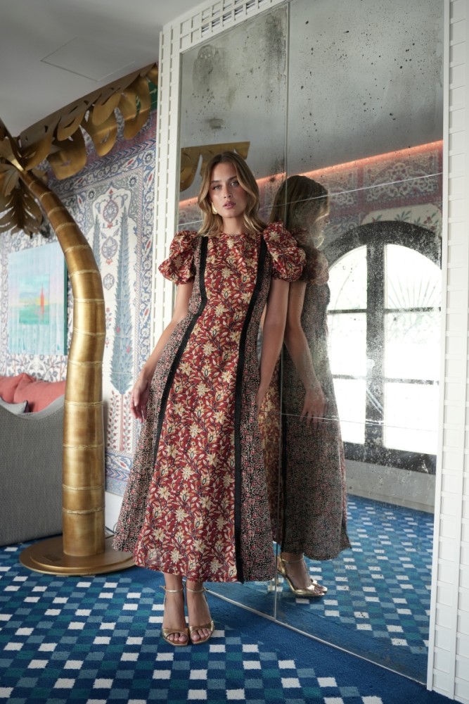 Vestido Masai combinado flecos