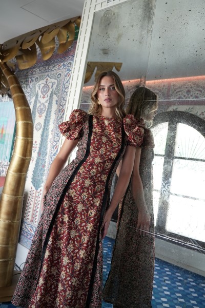 Vestido Masai combinado flecos