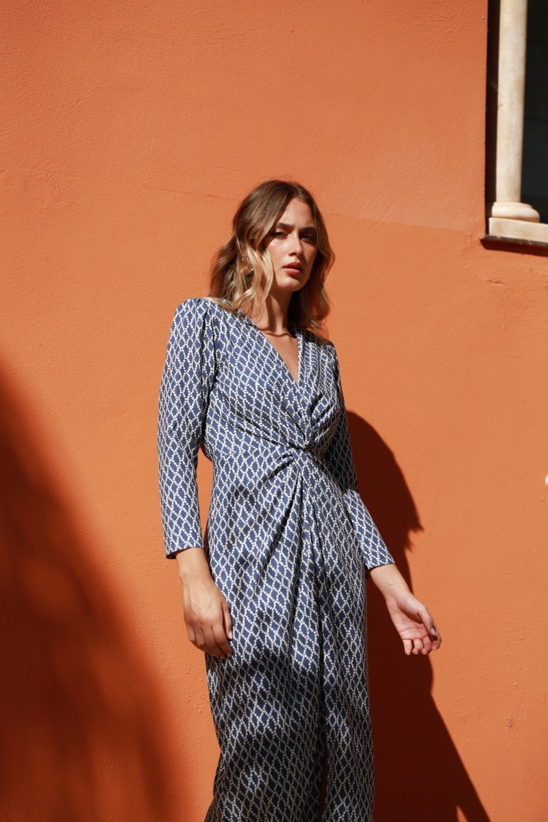 Vestido Vera nudo estampado geométrico